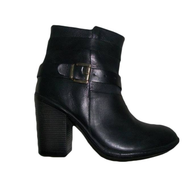 Botine din piele cu model de curea,D&J Exclusive, Negru
