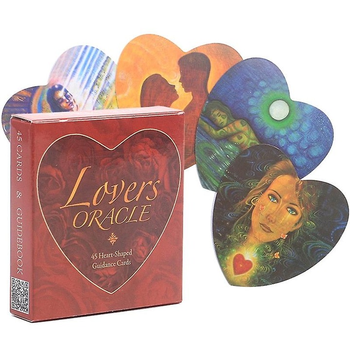 Set carti de tarot, Lovers Oracle, ilustrate, in forma de inima
