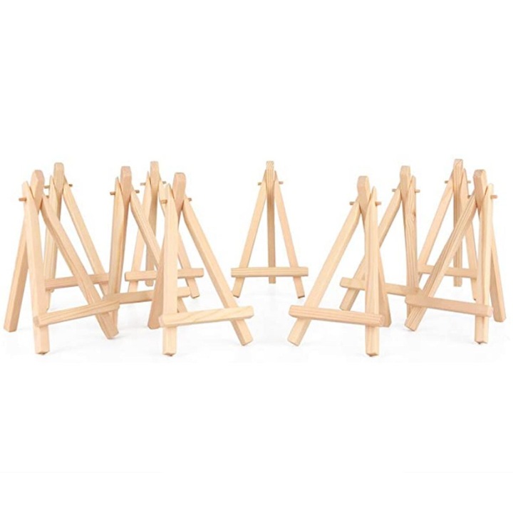 Set 10 Sevalete Mini din Lemn, 10x16x9cm, pentru Foto, Carduri, Decoratiuni de Petrecere