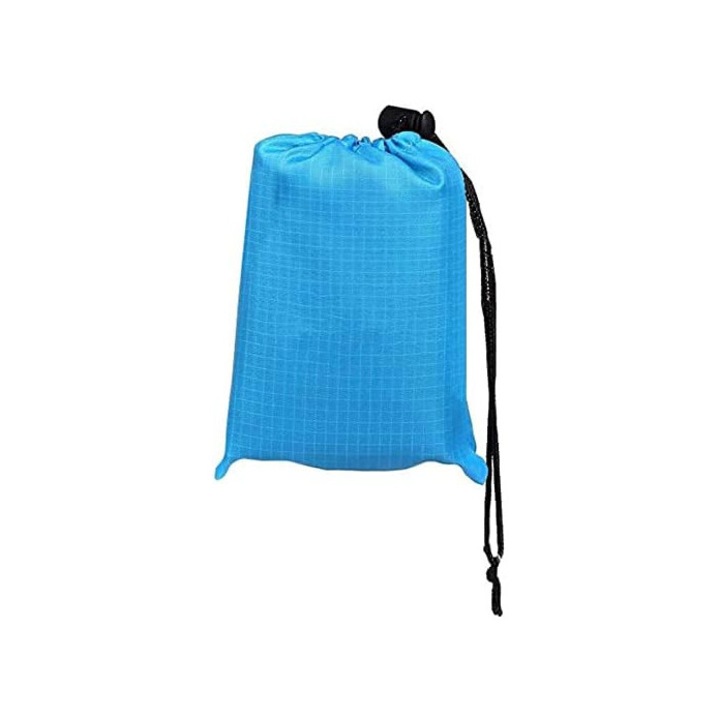 Преносимо одеяло за пикник, 110x70см, синьо, със сак за носене, за 2-4 души