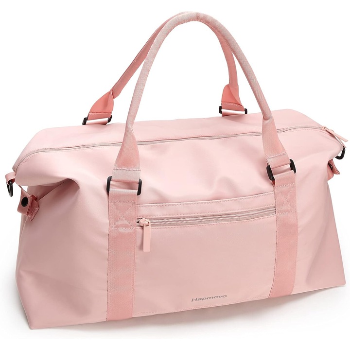 Rózsaszín, vízálló utazótáska, nedves holmiknak való rekesszel, 55x27x18cm, nagy kapacitású, állítható pánttal