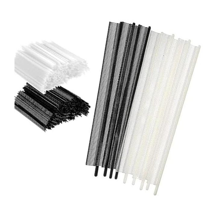 Set 2000 bucati agrafe mini pentru etichete, alb si negru, 4.5mm, plastic