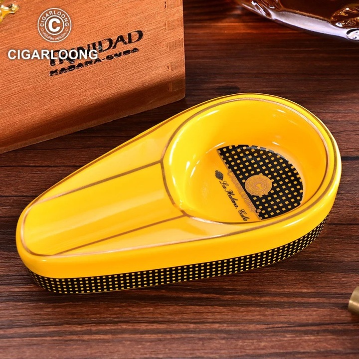 P1a CIGARLOONG CUBA szivar hamutartó, kerámia, sárga