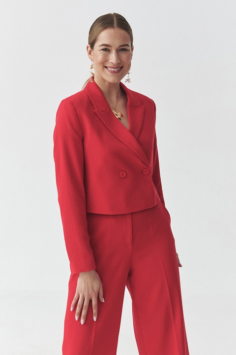 TATUUM, Sacou cu revere decupate, Rosu