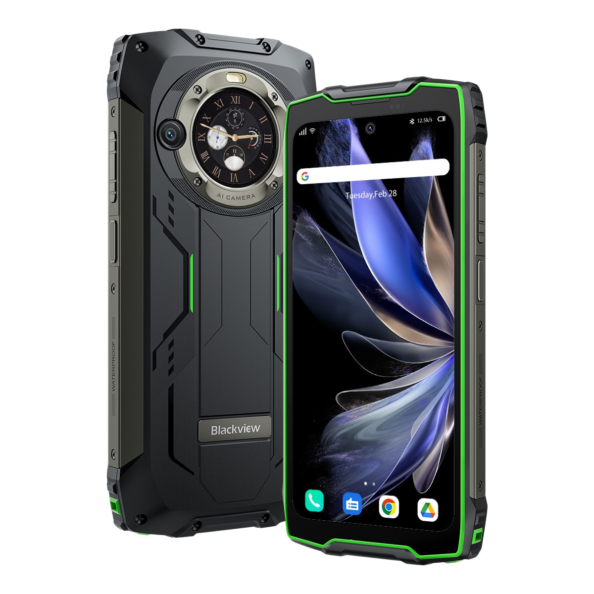 Telefon mobil Blackview BV9300 Pro, 36GB Ram(12GB+24GB extensibili), 256GB Rom, 15080mAh, Ecran dublu 6.7", Afisator de ceas, Android 13, Caracteristici faciale/NFC/amprente digitale, Verde