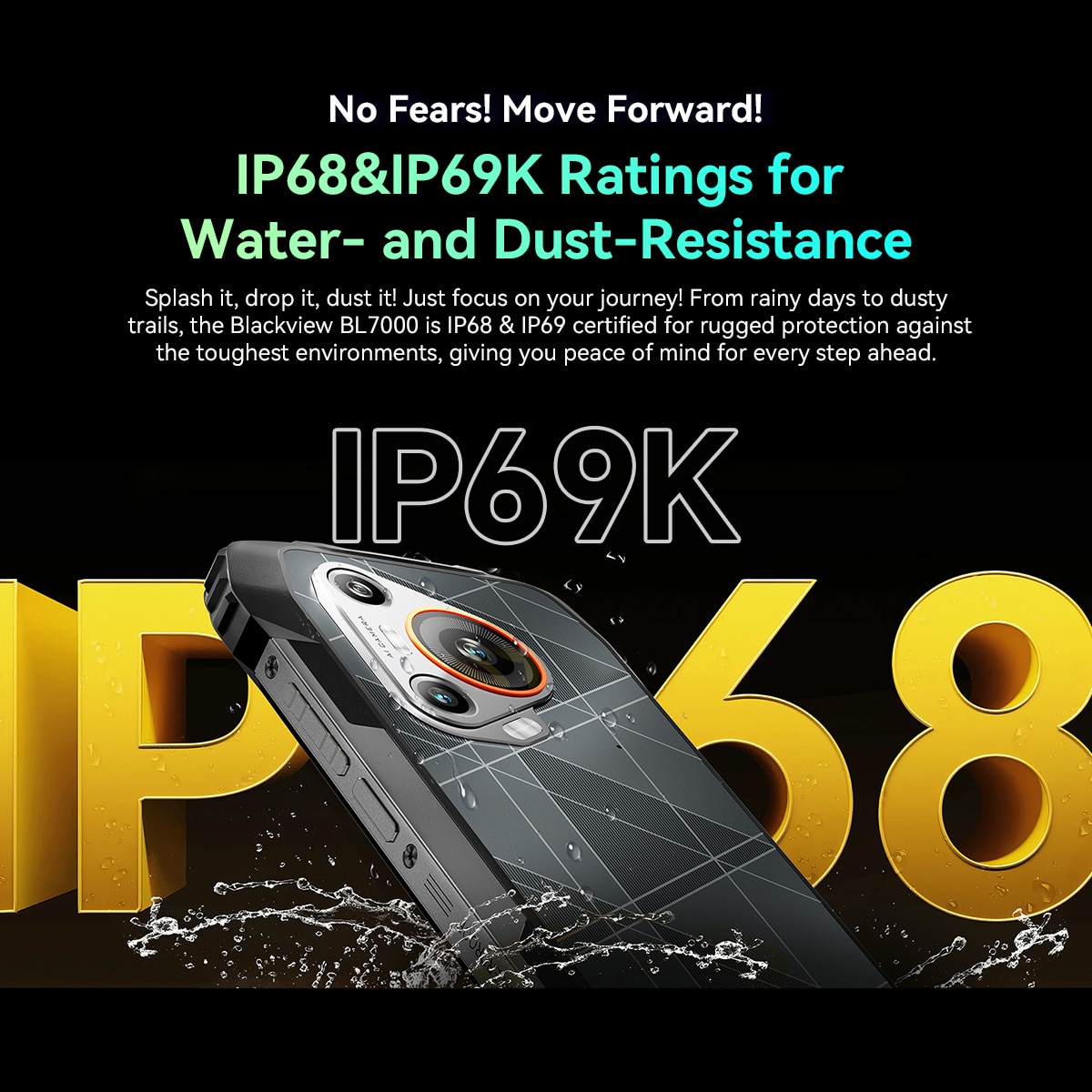 Telefon mobil Blackview BL7000, 5G, 6.78" FHD+, 24GB RAM(8GB + 16GB extensibili), 256GB ROM, Android 15, 7500mAh, 8 cores, Dual SIM, Arm Mali-G57 MC2, NFC/Amprenta/caracteristici faciale, Portocaliu