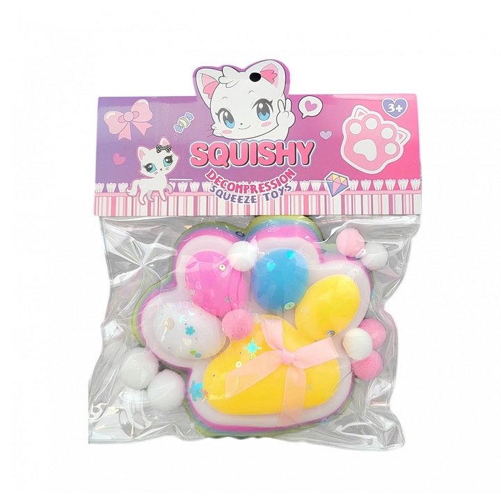 Jucarie Antistres Squishy, Model Cat Paw - Labuta de pisica, Multicolor