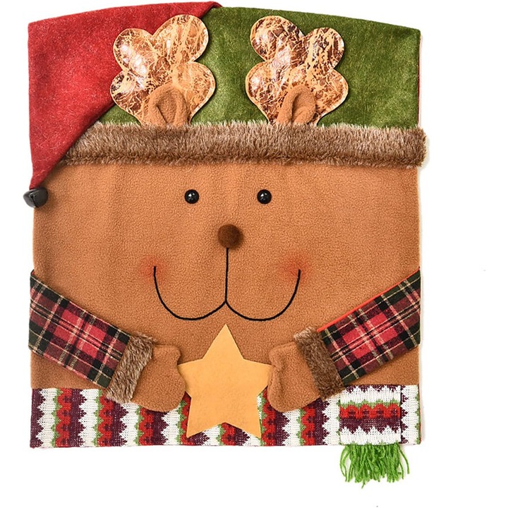 Huse de Craciun pentru scaune, rosii, 54x48cm, set de 1 buc.