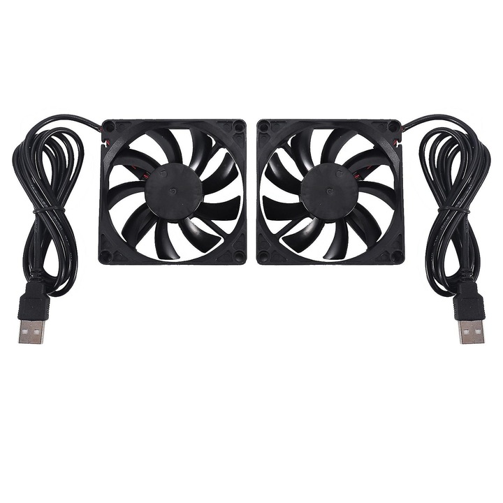 Kefe nélküli 80mm-es USB hűtőventilátor szett, fekete, 2 darab