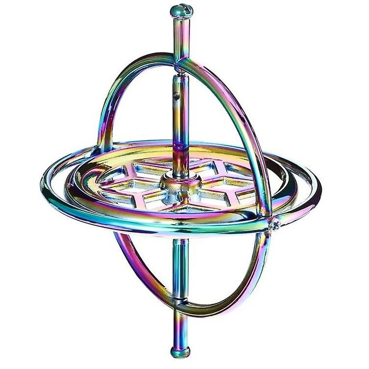 Játék egyensúlyozó giroszkóp, fém, többszínű, 1 db