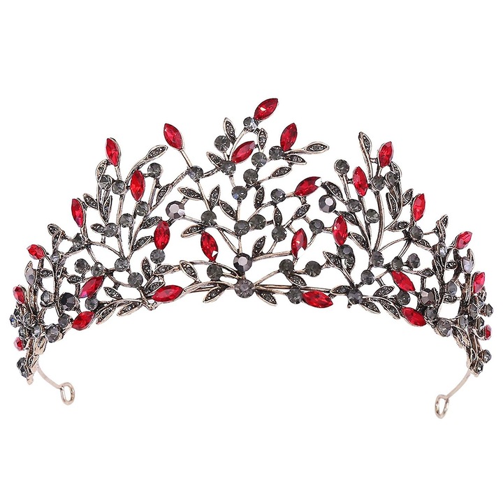 Tiara pentru femei, Coroana gotica, Accesorii de par pentru mirese, 6.8x15.5cm, multicolor
