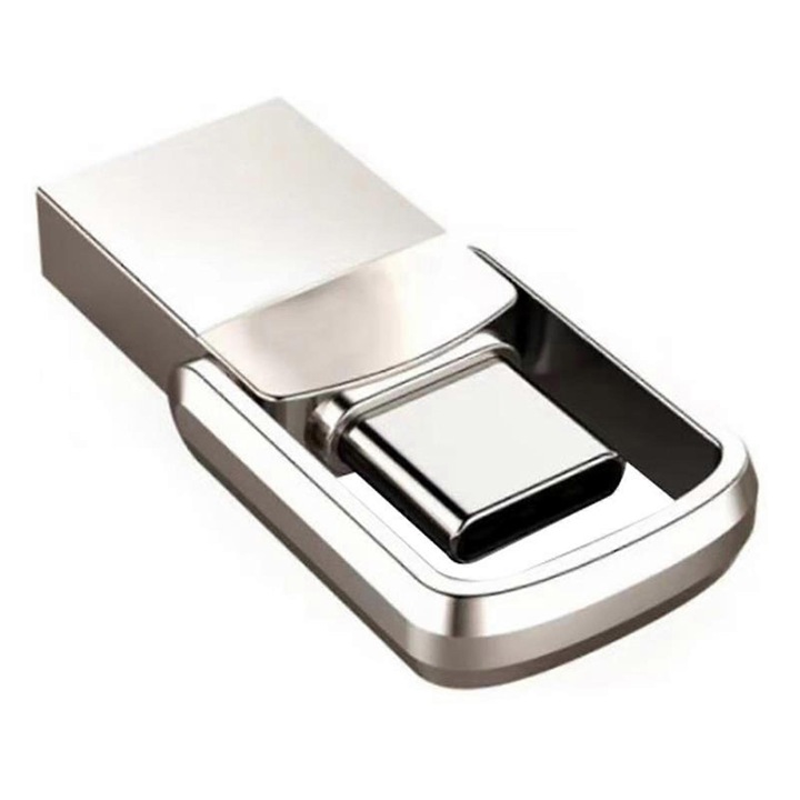 USB-C pendrive 2TB, fém, ezüst, 3.1x1.3x1cm