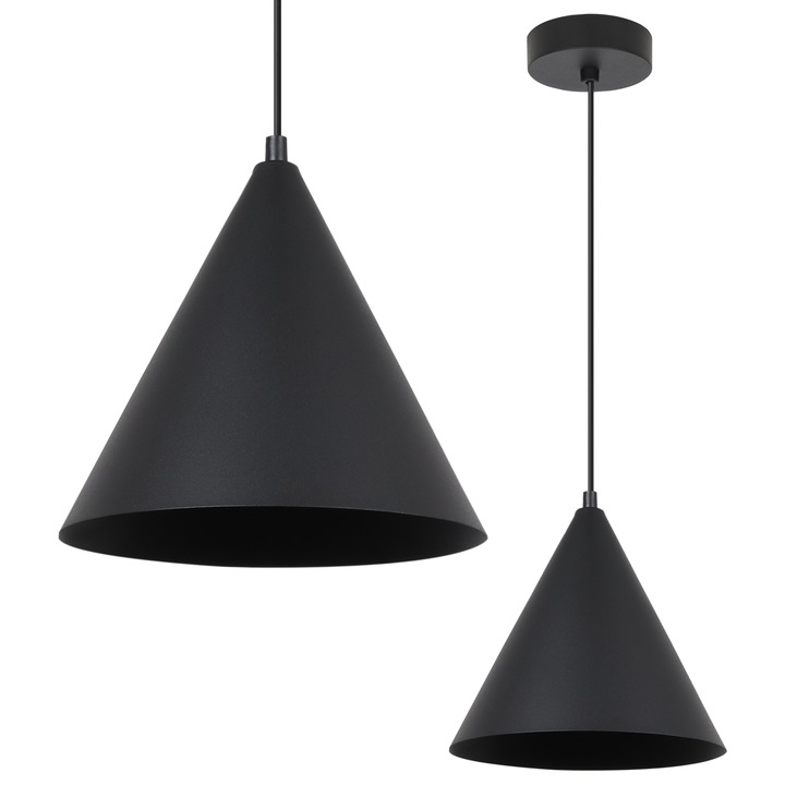 Висяща лампа, Light Home, Soho, 25 x 25 см, 1 осветителна точка, 230 V, метал, конусовиден абажур, регулируема височина, черен, метална конструкция