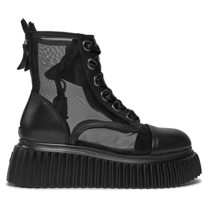 Női csizma Agl, 303581893, Szintetikus, Fekete, Fekete