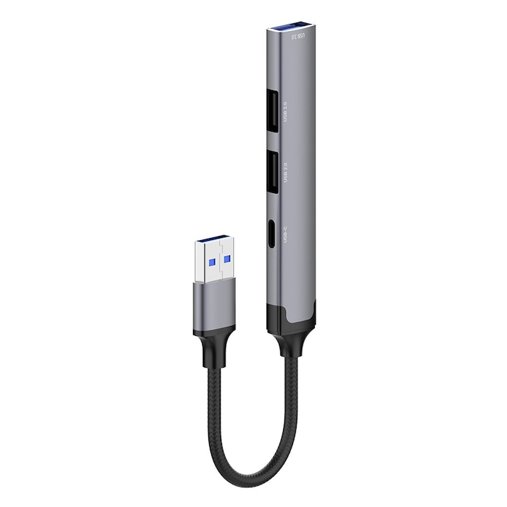 Докинг станция, USB, Type-C, Plug&Play, кабел 0,12 м - ColorWay (CW-HUB05) - сребрист