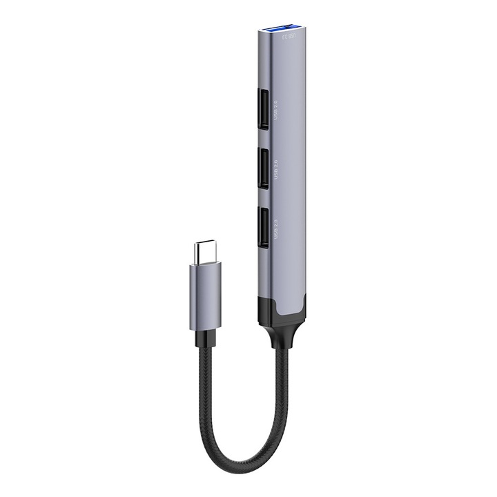 Докинг станция, USB 3.0, кабел USB-C, OTG - ColorWay (CW-HUB04) - сребрист