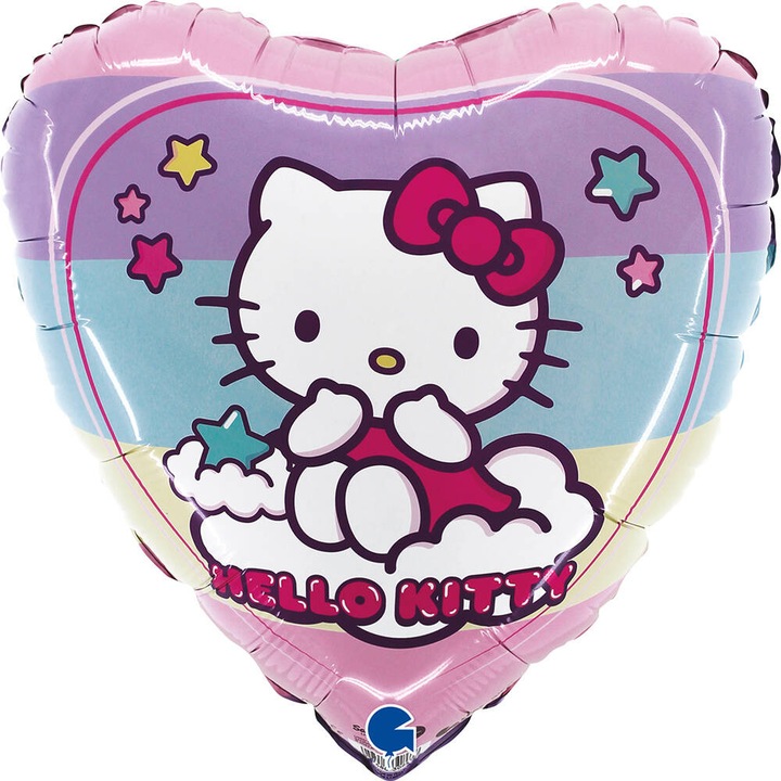 Hello Kitty szív alakú fóliás lufi, 46 cm, többszínű