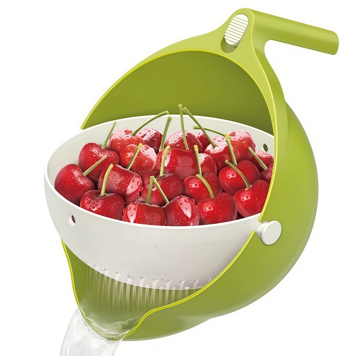 TasyPins szűrő, dupla, műanyag, gyümölcsök és zöldségek mosásához, 1 darab