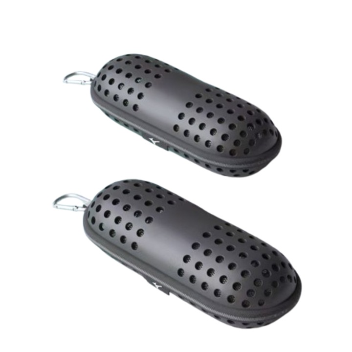 Husa protectie ochelari de inot Mizuno, neagra, 18x8x6cm, material EVA, design cu fermoar