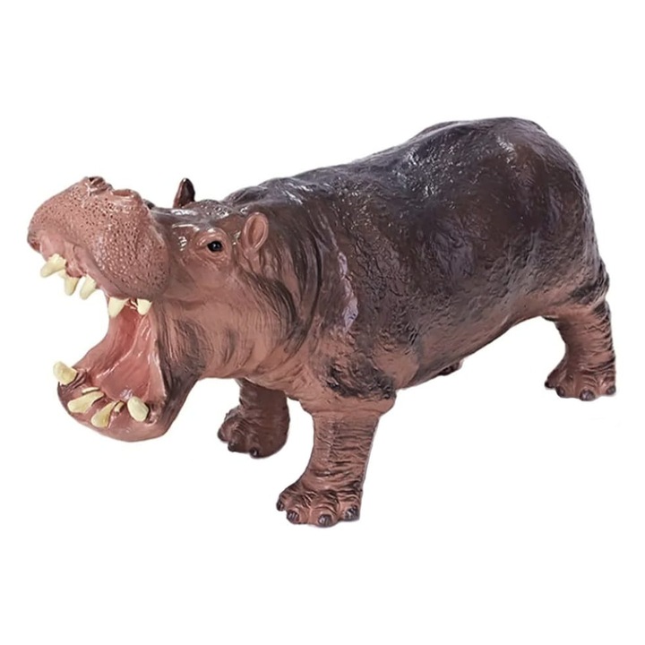 Figurina Hipopotam, realist, maro inchis, 21 cm