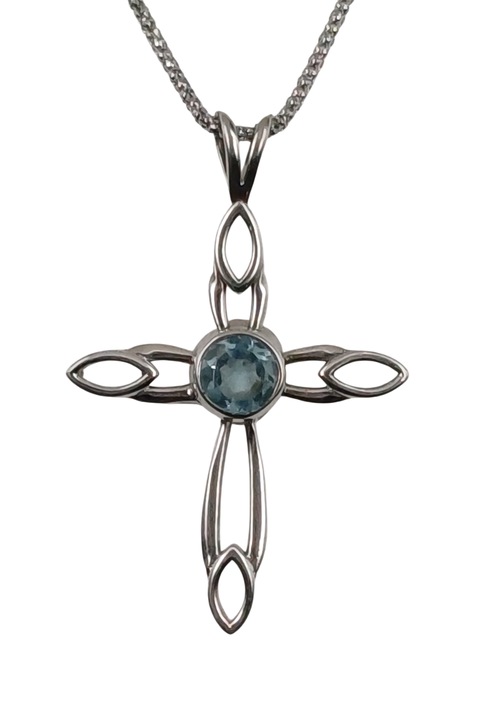 Colier din argint 925 TSR, cu piatra blue topaz model MSZS1