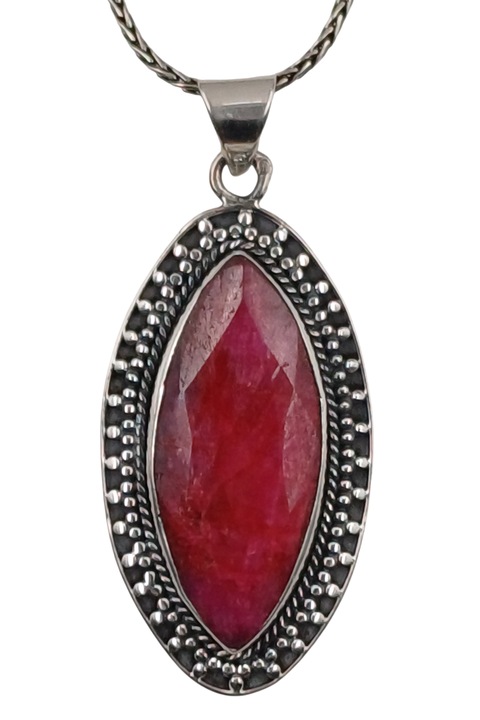 Colier din argint 925 TSR, cu piatra rubin model MSZS4
