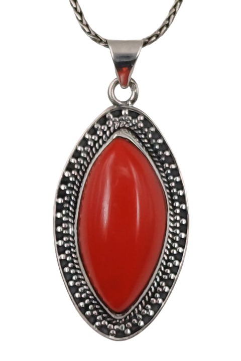 Colier din argint 925 TSR, cu piatra coral model MSZS1