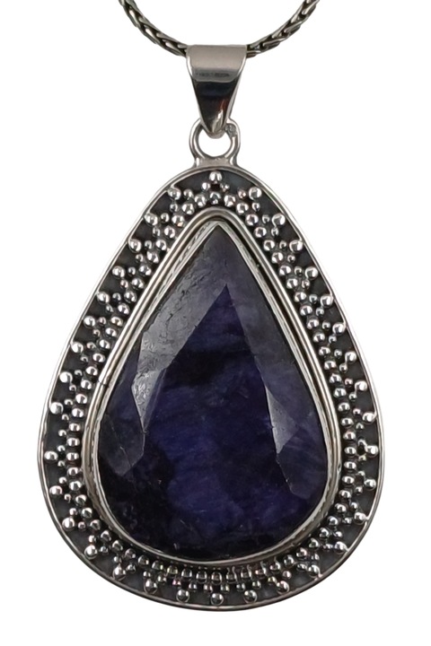 Colier din argint 925 TSR, cu piatra safir model MSZS8