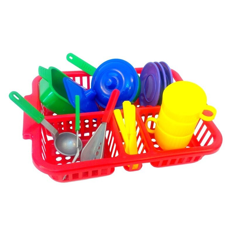 Set de vase cu storcator rosu 17 piese