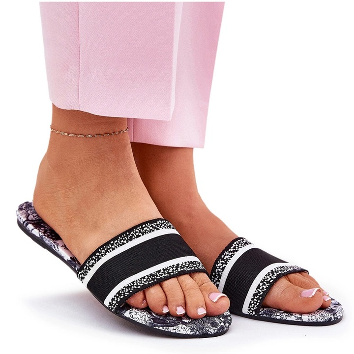 Slapi dama Leysi, negru, textil, Negru, 39