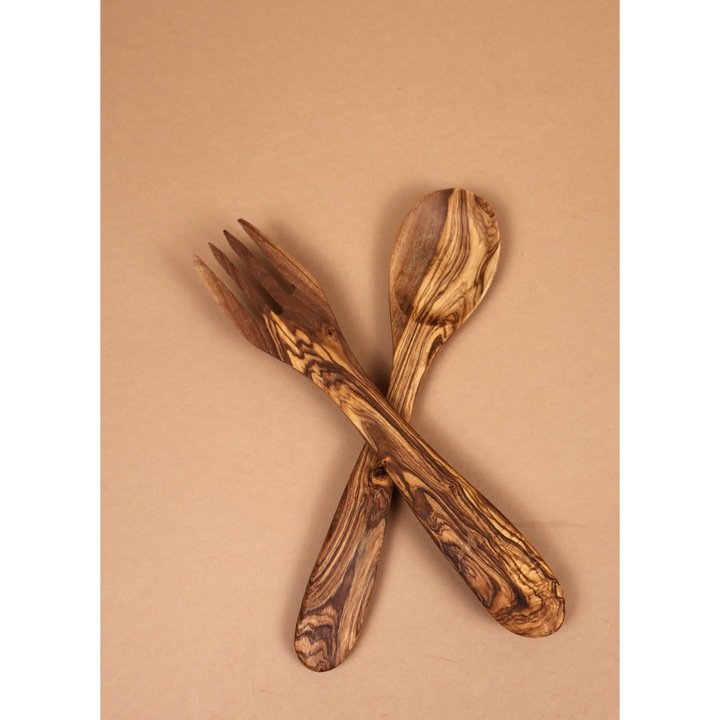Set tacamuri din lemn de maslin, Tradizan, 20 cm
