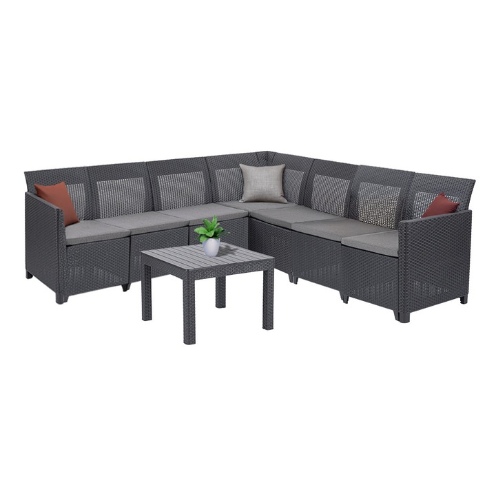 Keter Claire XII 7 személyes sarokgarnitúra orlando asztallal