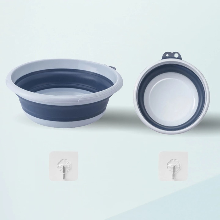 Set 2 Ligheane Pliabile de 6 L/4 L pentru Baie, Voiaj, Bebelus, Compact, 39/35 cm, Albastru