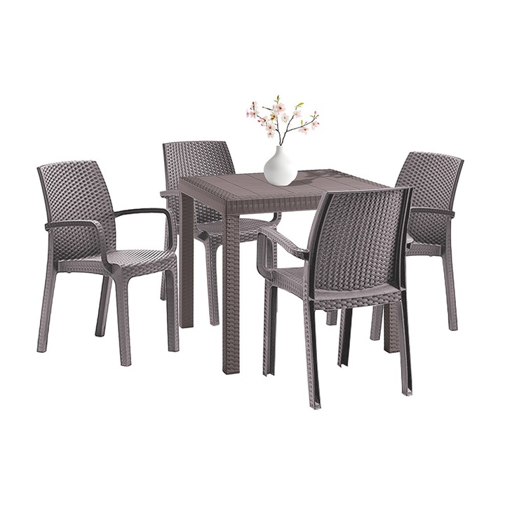 Set mobilier de gradina Leziter Petri 4+1 cappuccino