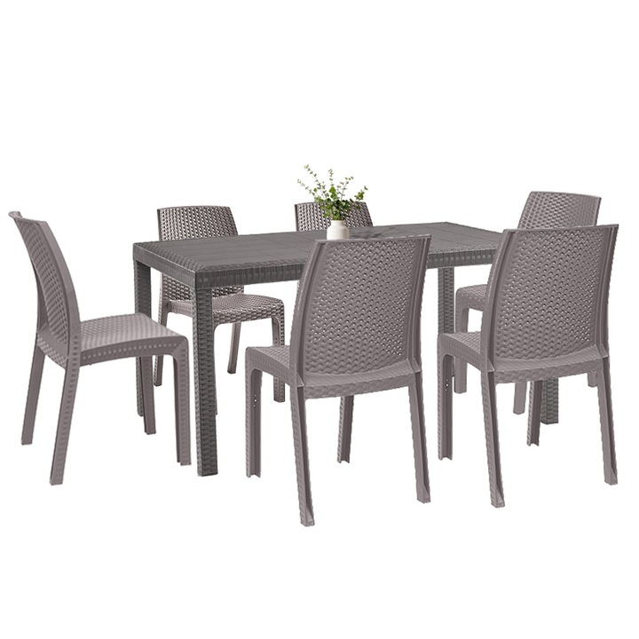 Set mobilier de gradina Leziter Hellda 6+1 cappuccino