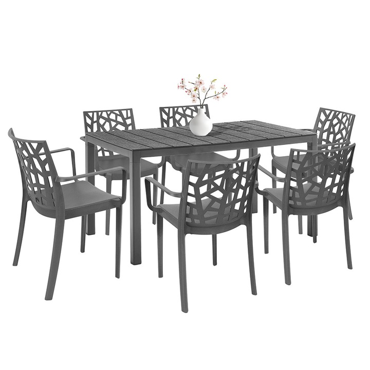 Set mobilier de gradina Leziter Nassau 6+1 grafit