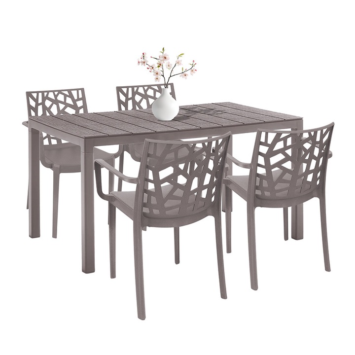 Set mobilier de gradina Leziter Nassau 4+1 cappuccino