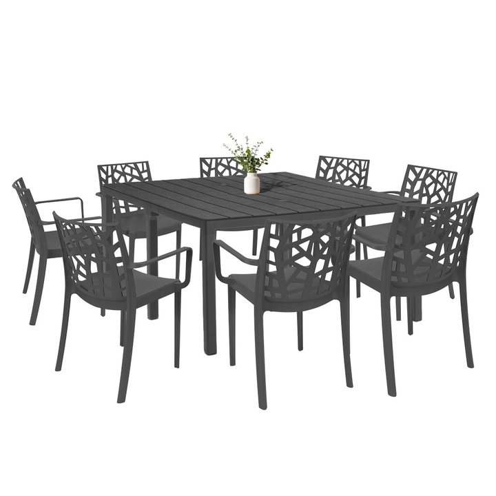 Set mobilier de gradina Leziter Alina 8+1 grafit