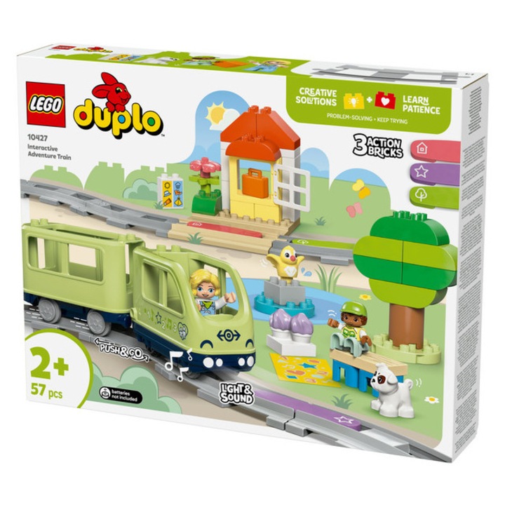 LEGO DUPLO - Interaktív kalandvonat, 57 elem, 2+, Járművek, Készségfejlesztés, Interaktív