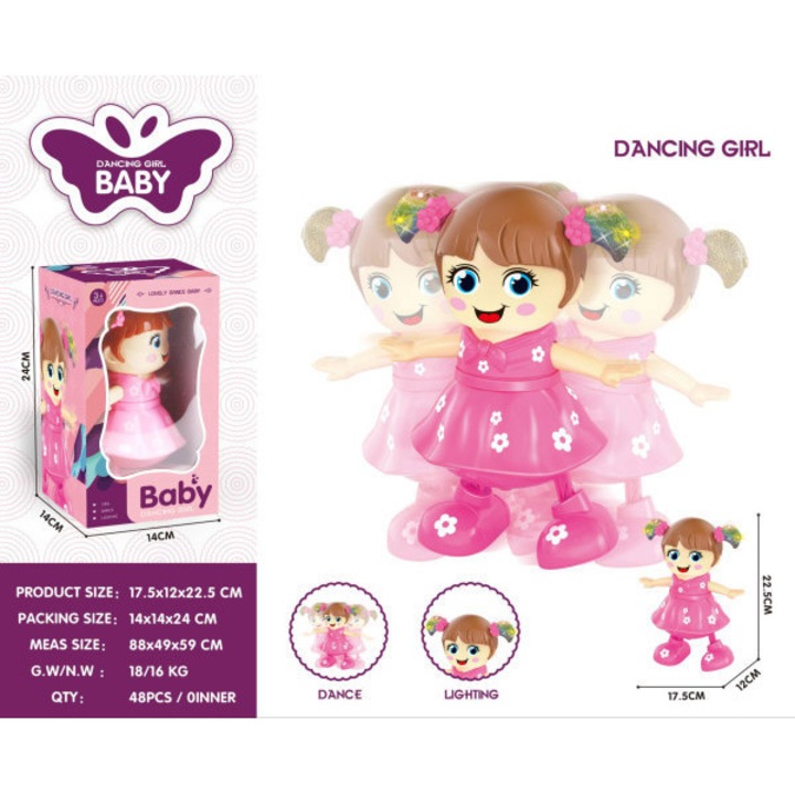 FunBlast zenés játék – táncoló és lengő lány, fényekkel és dallamos zenével, elemmel működő robotjáték