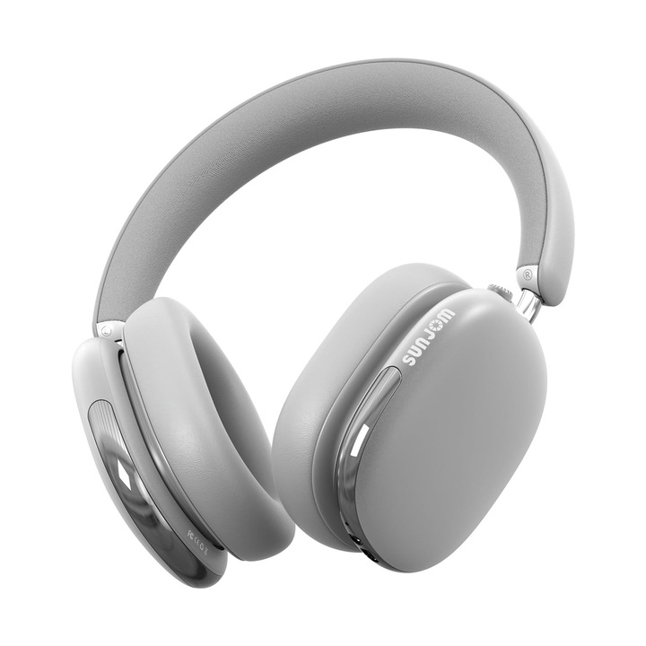 Sunjom fülre helyezhető Bluetooth 5.3 vezeték nélküli fejhallgató, hangvezérléssel, ezüstszürke, 570 g