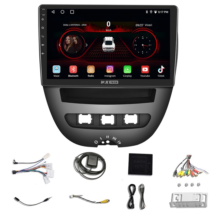 Navigációs rendszer Peugeot 107, Citroen C1, Toyota Aygo (2005-2014) Android 13 és CarPlay, MaxTech, 10" IPS képernyő, GPS funkciók, Carplay, WIFI, RDS, DSP, EQ, Youtube, Bluetooth, Waze
