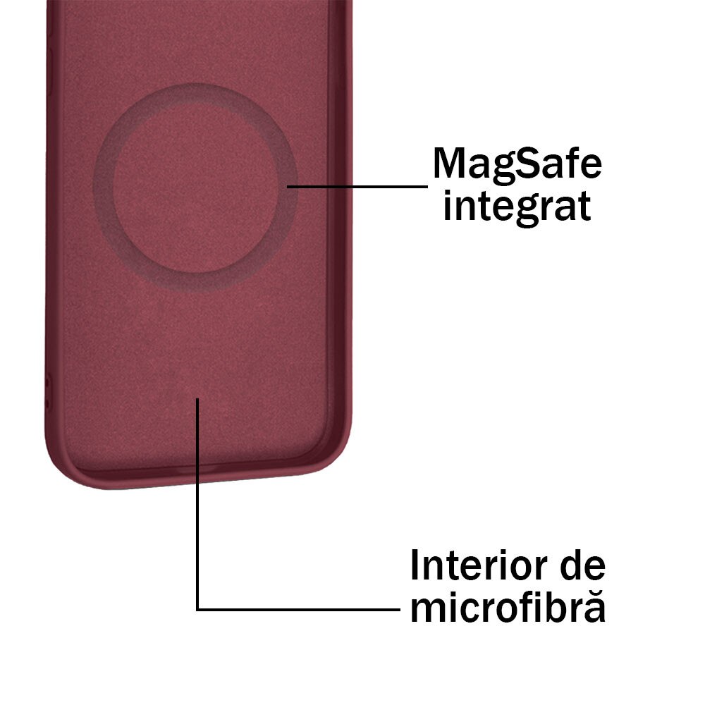 Husa pentru Samsung Galaxy S24, Magnetic Color Shield, Silicon, Interior de microfibra, Suprafata aderenta, Atasare magnetica, Compatibila incarcare wireless, Regular Fit, Antisoc, Visiniu