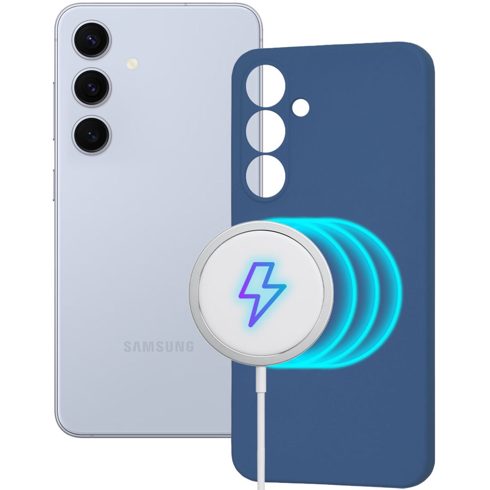 Husa pentru Samsung Galaxy S24, Magnetic Color Shield, Silicon, Interior de microfibra, Suprafata aderenta, Atasare magnetica, Compatibila incarcare wireless, Regular Fit, Antisoc, Albastru inchis