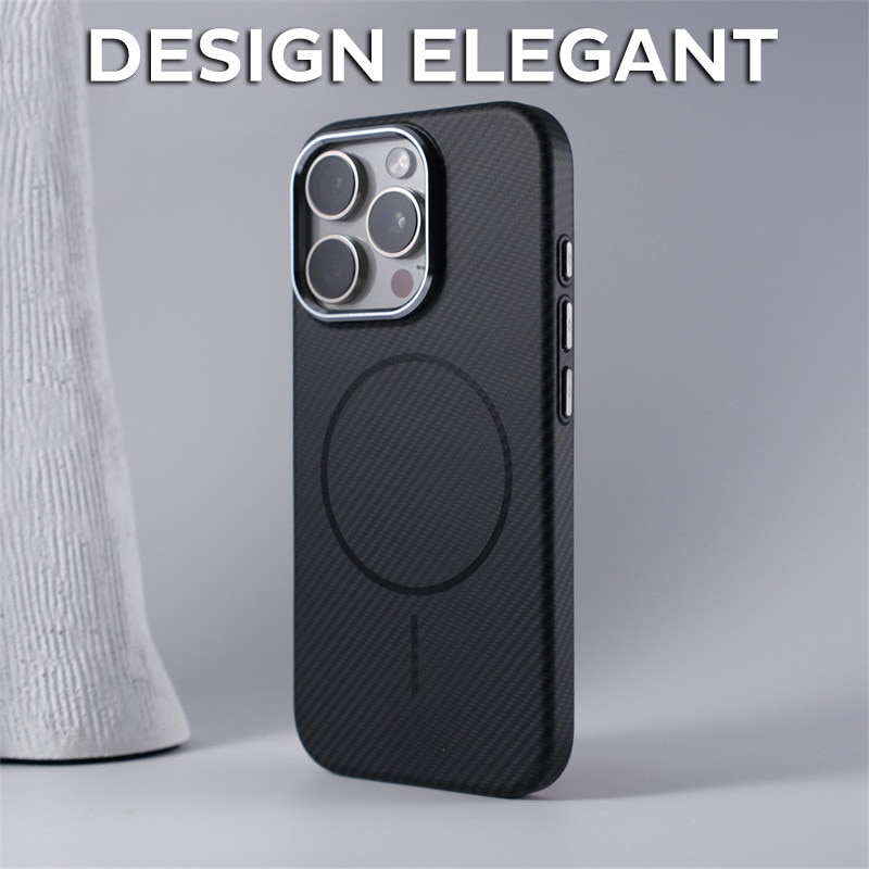 Husa pentru Apple iPhone 16 Pro Max DaDen® CarbonFiber, Magsafe integrat, Incarcare wireless, Calitate superioara, Antisoc, Fibra de carbon, Negru