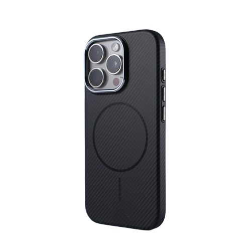 Husa pentru Apple iPhone 16 Pro Max DaDen® CarbonFiber, Magsafe integrat, Incarcare wireless, Calitate superioara, Antisoc, Fibra de carbon, Negru