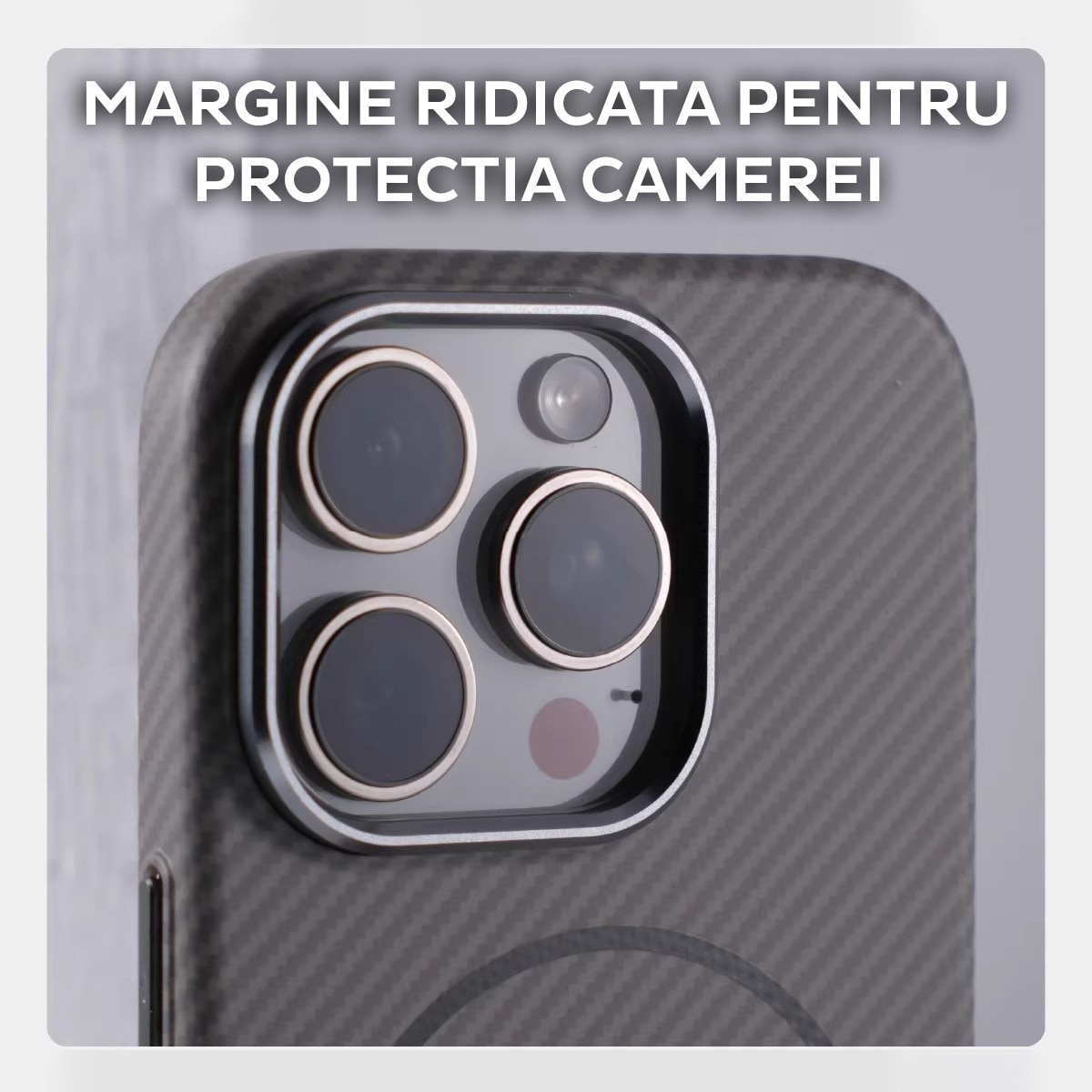Husa pentru Apple iPhone 16 Pro Max DaDen® CarbonFiber, Magsafe integrat, Incarcare wireless, Calitate superioara, Antisoc, Fibra de carbon, Negru