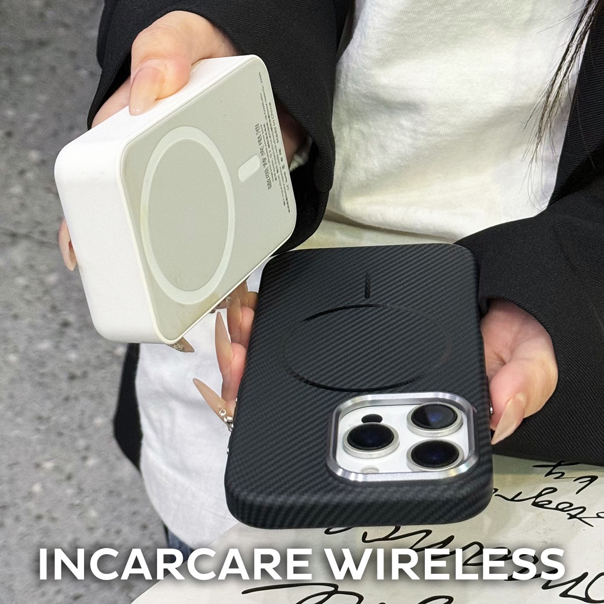 Husa pentru Apple iPhone 16 Pro Max DaDen® CarbonFiber, Magsafe integrat, Incarcare wireless, Calitate superioara, Antisoc, Fibra de carbon, Negru