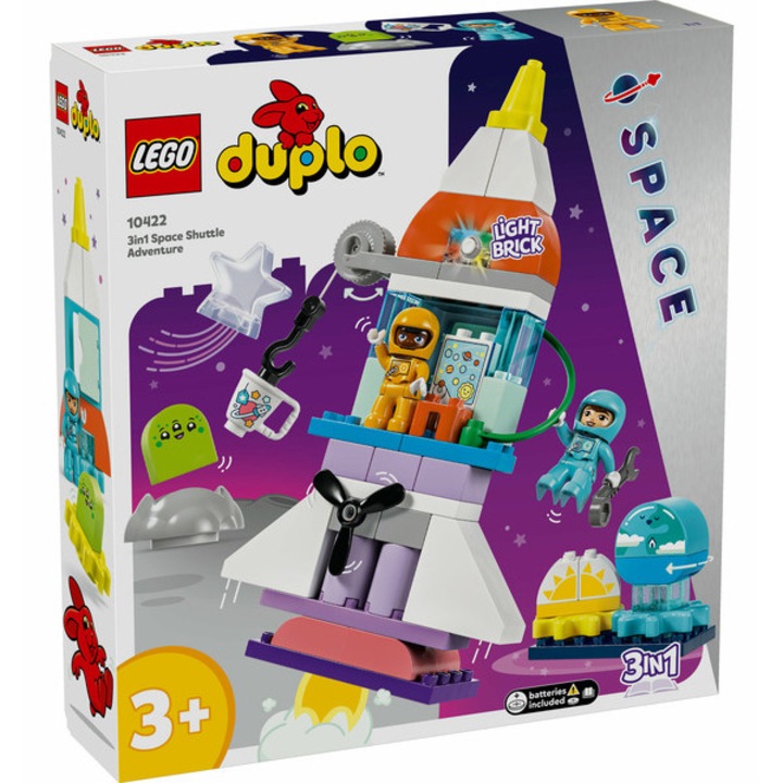 LEGO DUPLO - 3 az 1-ben űrsikló kaland, 58 elem, 3+, Járművek, Világűr, Készségfejlesztés