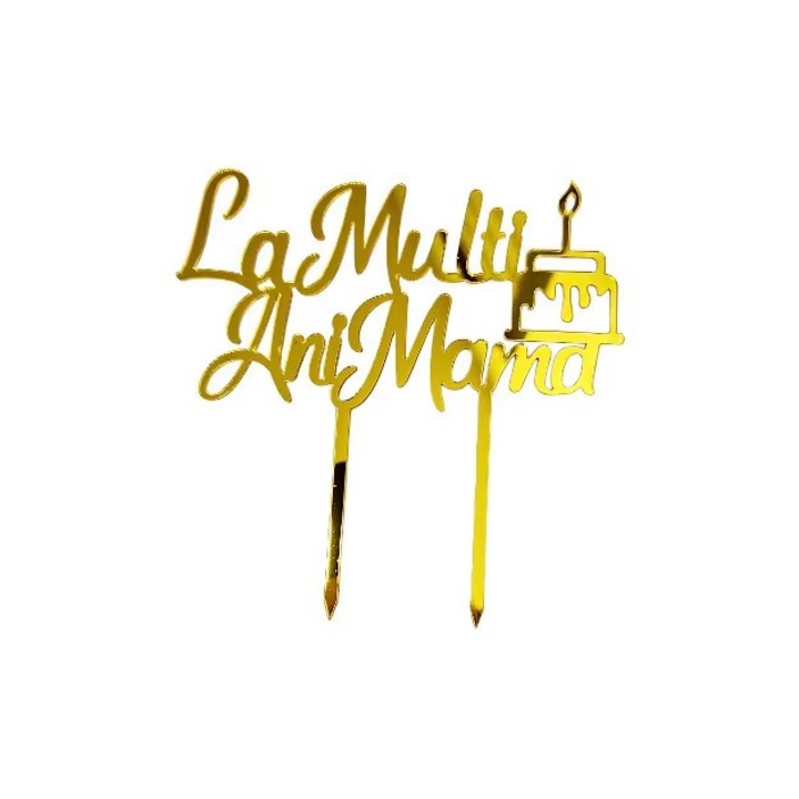 Topper auriu pentru tort, La multi ani, Mama, Wow Shop Online